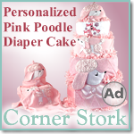 Personalized Pink Poodle Diaper Cake